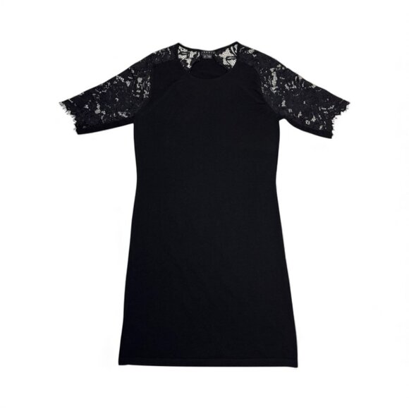 heory Black Dress w Lace Sleeves - Picture 1 of 4